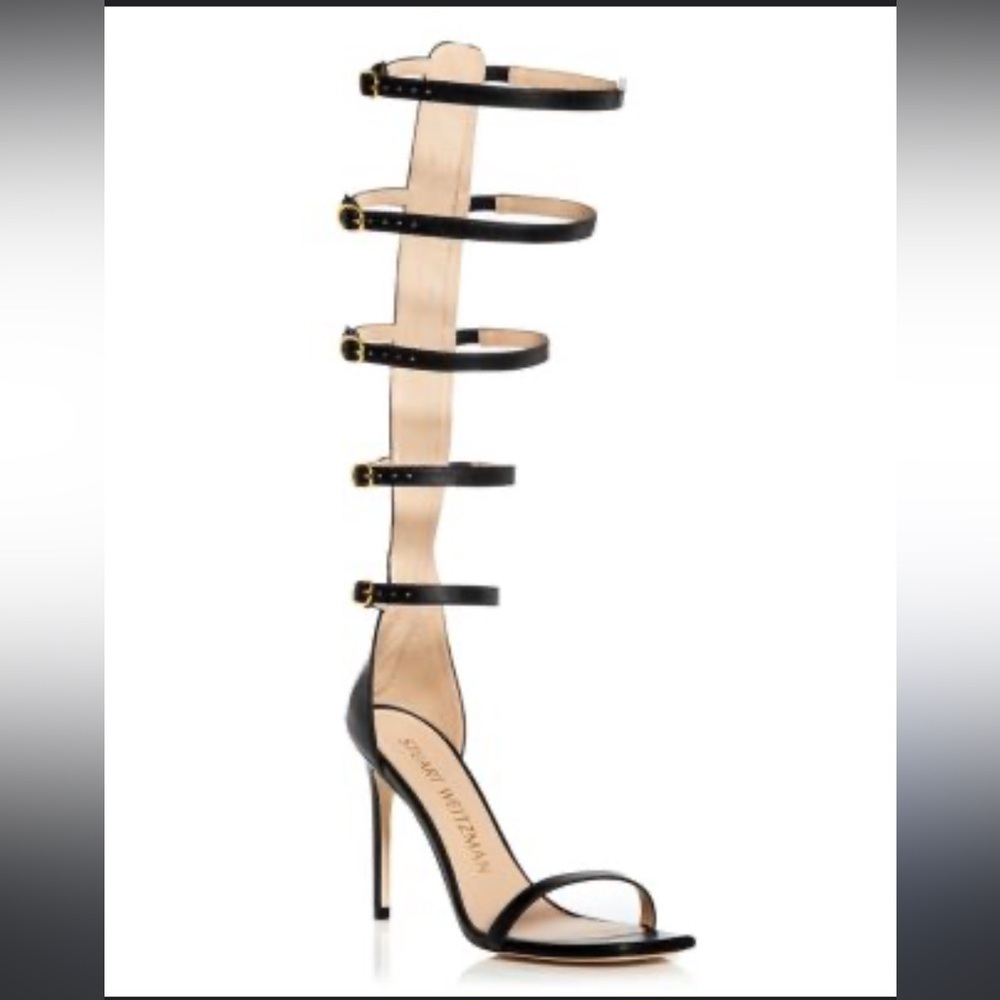 Stuart Weitzman 8 Nudistcurve Black Leather Gladiator Multi-Strap Sandals
NEW - Picture 2 of 6